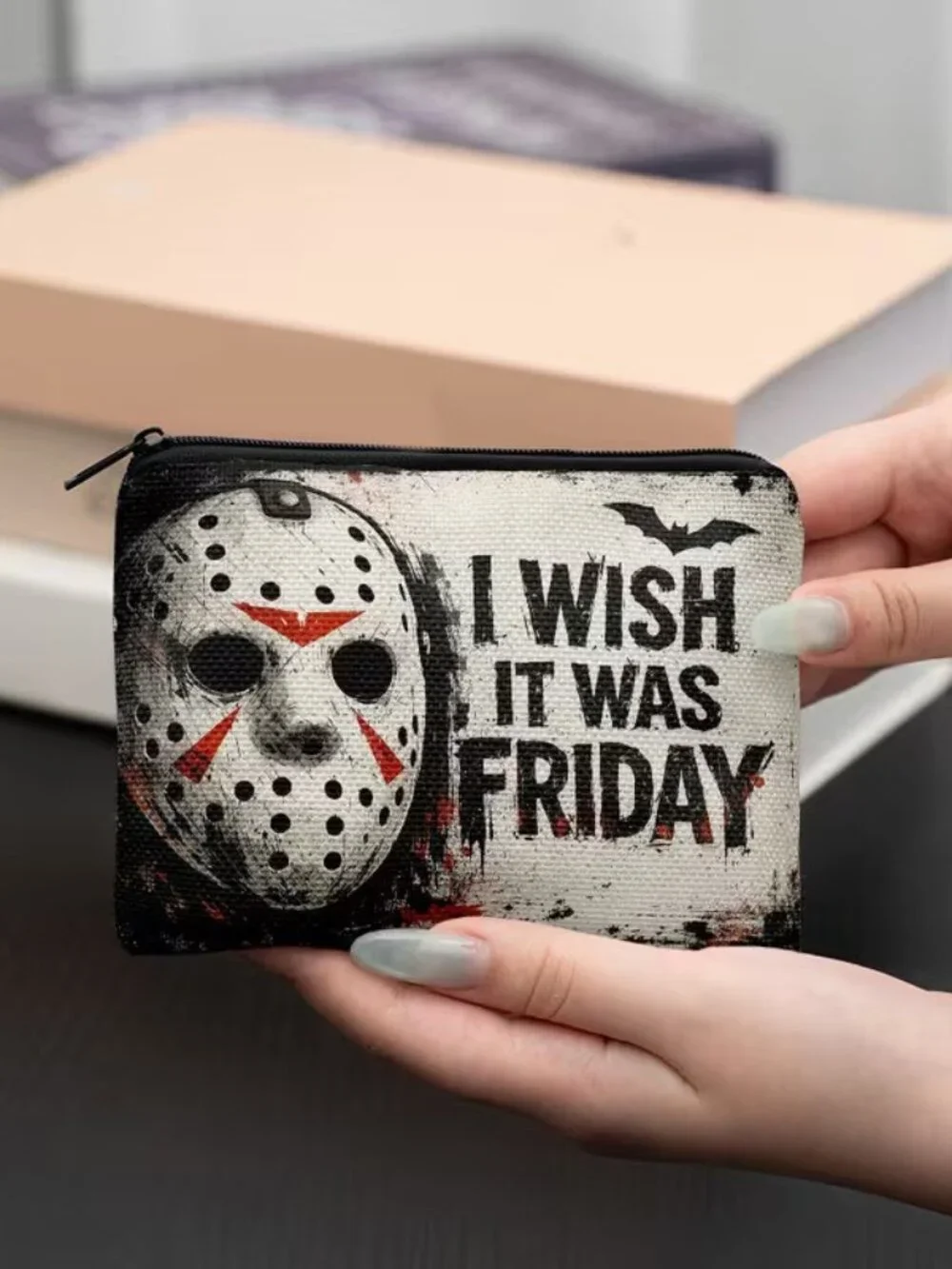 Halloween Goth Jason I Wish it was Friday Makeup Bag Double-Sided 4.1